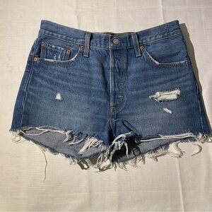 Levi's Blue Distressed Jean Shorts
